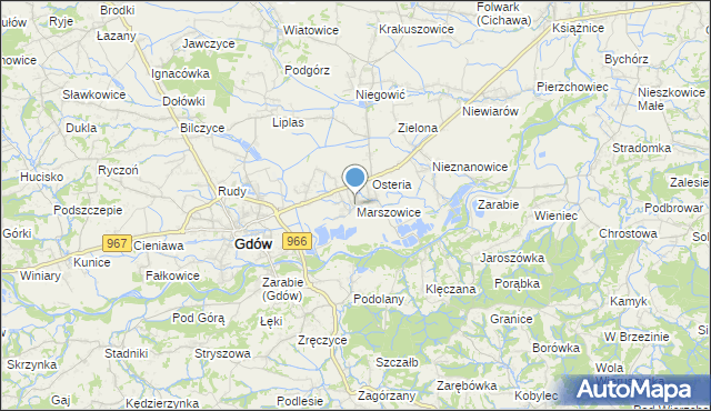 mapa Marszowice, Marszowice gmina Gdów na mapie Targeo