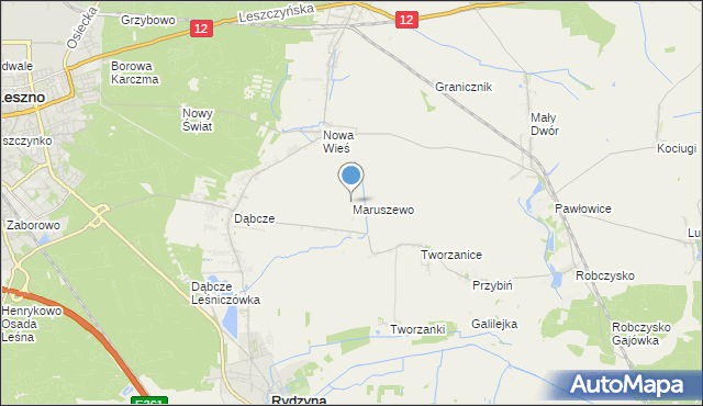 mapa Maruszewo, Maruszewo gmina Rydzyna na mapie Targeo