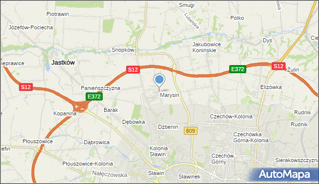 mapa Marysin, Marysin gmina Jastków na mapie Targeo