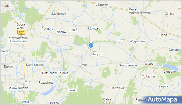 mapa Marysin, Marysin gmina Potworów na mapie Targeo