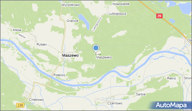 mapa Maszewko, Maszewko gmina Maszewo na mapie Targeo