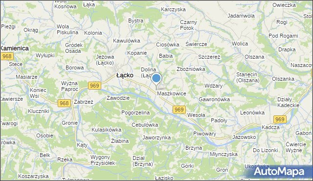 mapa Maszkowice, Maszkowice gmina Łącko na mapie Targeo