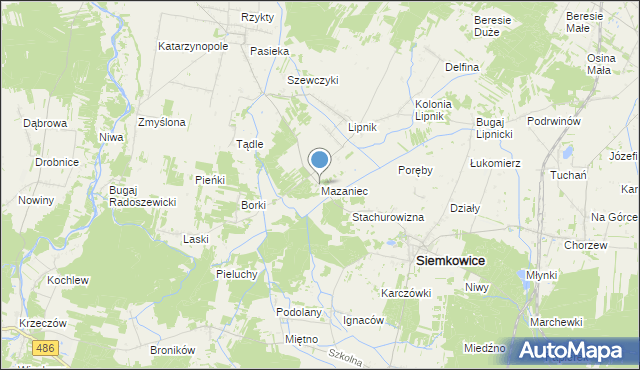 mapa Mazaniec, Mazaniec na mapie Targeo