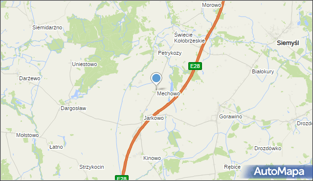 mapa Mechowo, Mechowo gmina Rymań na mapie Targeo