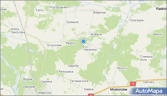 mapa Mękarzów, Mękarzów na mapie Targeo