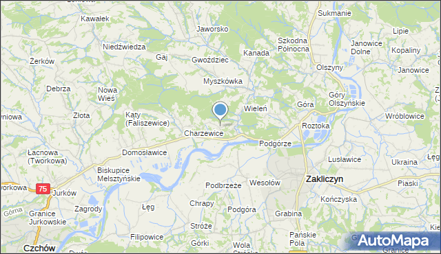 mapa Melsztyn, Melsztyn na mapie Targeo