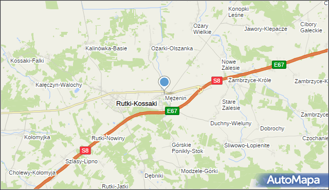 mapa Mężenin, Mężenin gmina Rutki na mapie Targeo