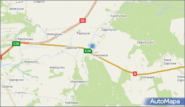 mapa Mianowice, Mianowice gmina Damnica na mapie Targeo