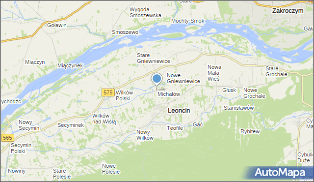 mapa Michałów, Michałów gmina Leoncin na mapie Targeo