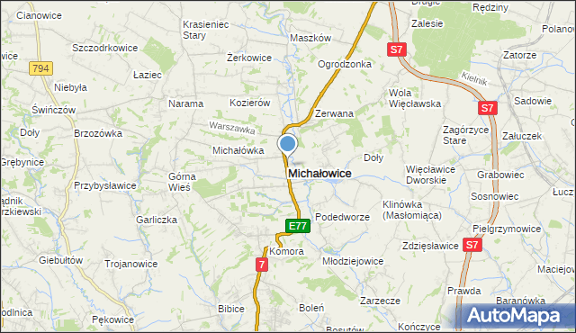 mapa Michałowice, Michałowice powiat krakowski na mapie Targeo