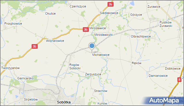 mapa Michałowice, Michałowice gmina Sobótka na mapie Targeo