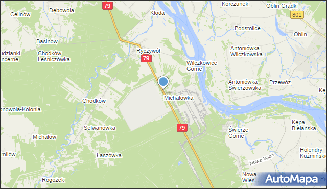 mapa Michałówka, Michałówka gmina Kozienice na mapie Targeo
