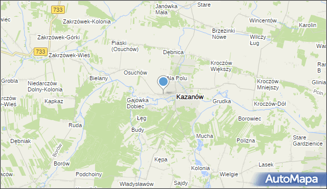 mapa Miechów, Miechów gmina Kazanów na mapie Targeo