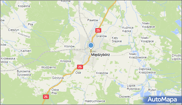 mapa Międzybórz, Międzybórz powiat oleśnicki na mapie Targeo