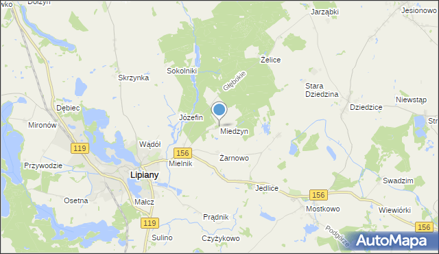 mapa Miedzyn, Miedzyn na mapie Targeo