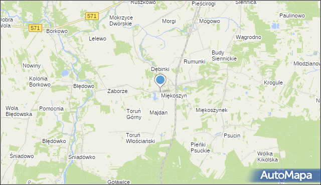 mapa Miękoszyn, Miękoszyn na mapie Targeo