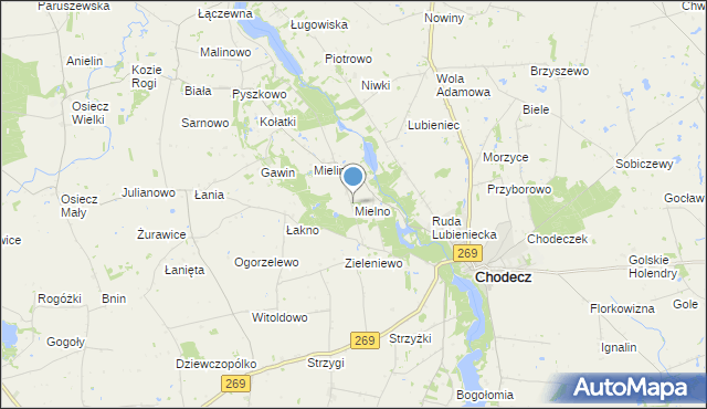mapa Mielno, Mielno gmina Chodecz na mapie Targeo