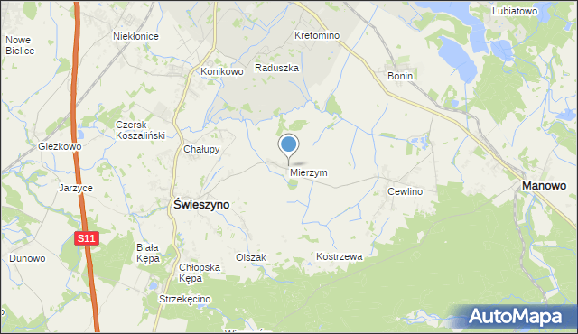 mapa Mierzym, Mierzym na mapie Targeo