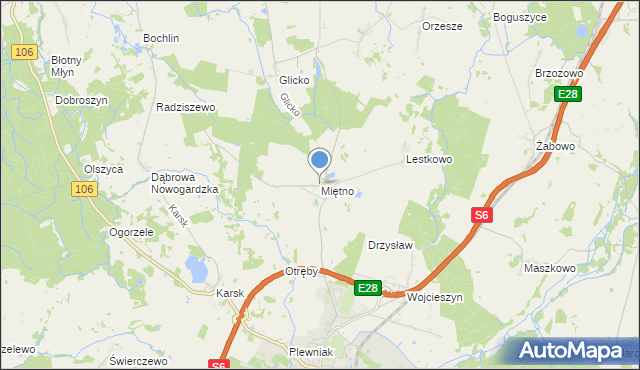 mapa Miętno, Miętno gmina Nowogard na mapie Targeo