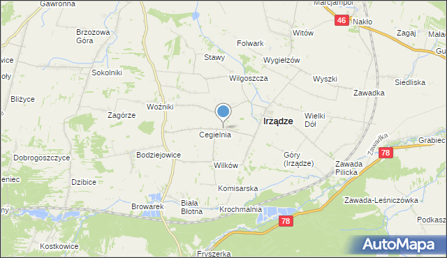 mapa Mikołajewice, Mikołajewice gmina Irządze na mapie Targeo