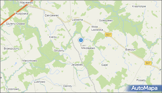 mapa Mikołajewo, Mikołajewo gmina Braniewo na mapie Targeo