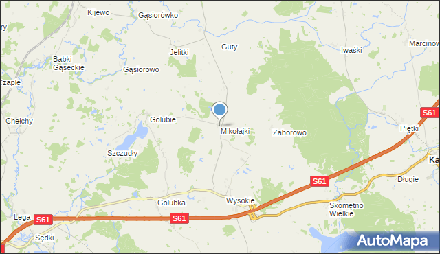 mapa Mikołajki, Mikołajki gmina Kalinowo na mapie Targeo