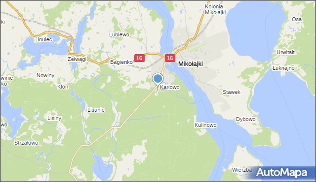 mapa Mikołajki, Mikołajki powiat mrągowski na mapie Targeo