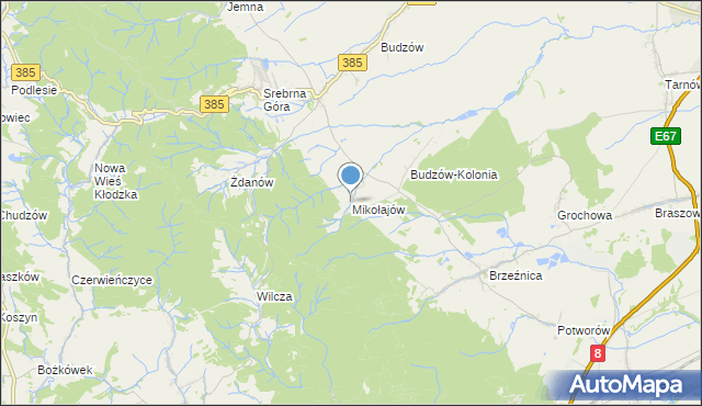 mapa Mikołajów, Mikołajów gmina Stoszowice na mapie Targeo