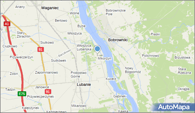 mapa Mikorzyn, Mikorzyn gmina Lubanie na mapie Targeo