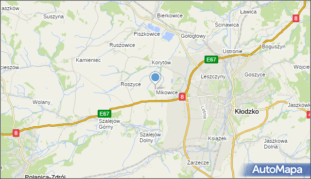 mapa Mikowice, Mikowice gmina Kłodzko na mapie Targeo