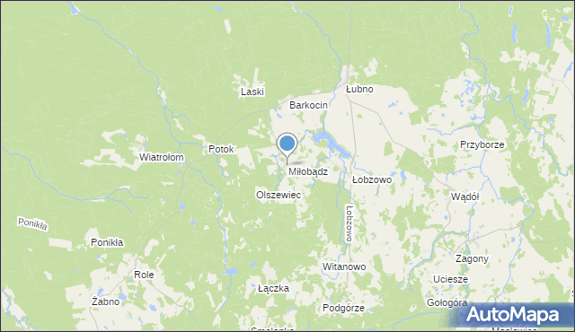 mapa Miłobądz, Miłobądz gmina Kołczygłowy na mapie Targeo