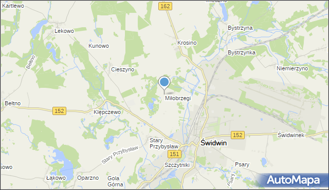 mapa Miłobrzegi, Miłobrzegi na mapie Targeo