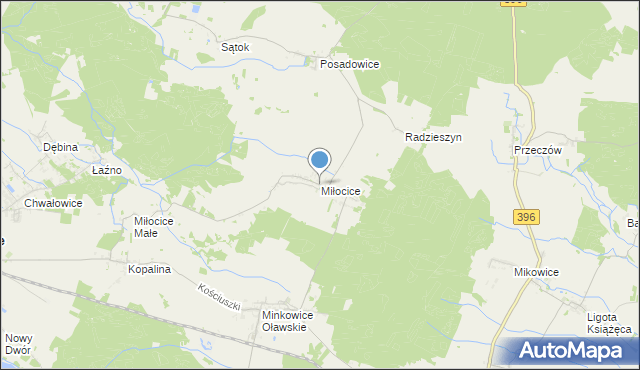 mapa Miłocice, Miłocice gmina Jelcz-Laskowice na mapie Targeo