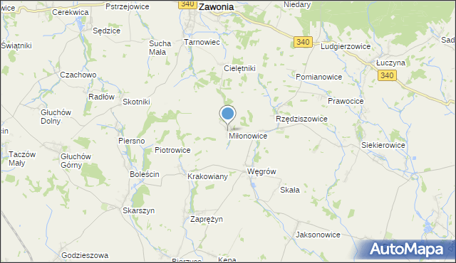 mapa Miłonowice, Miłonowice na mapie Targeo