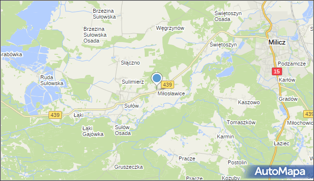 mapa Miłosławice, Miłosławice gmina Milicz na mapie Targeo