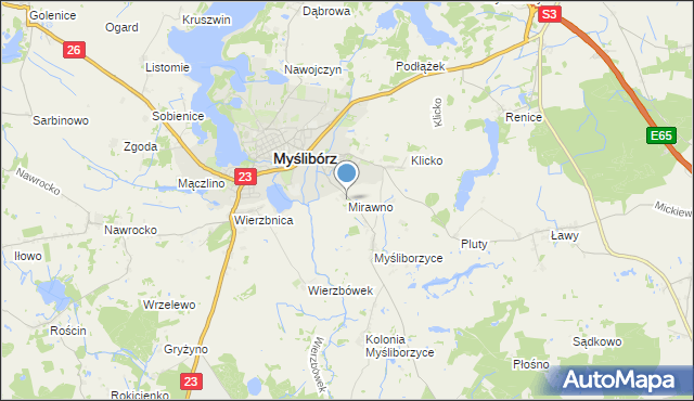 mapa Mirawno, Mirawno na mapie Targeo