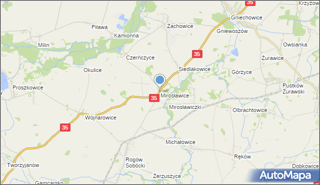 mapa Mirosławice, Mirosławice gmina Sobótka na mapie Targeo