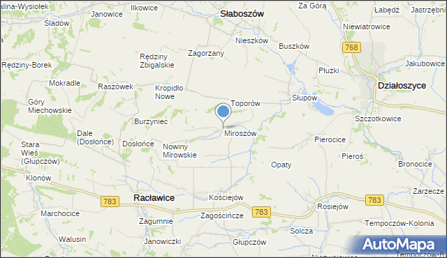 mapa Miroszów, Miroszów na mapie Targeo