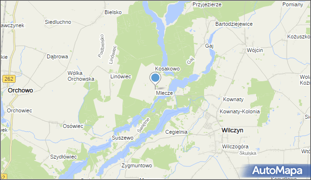 mapa Mlecze, Mlecze gmina Orchowo na mapie Targeo