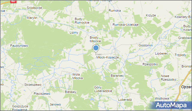 mapa Młock-Kopacze, Młock-Kopacze na mapie Targeo