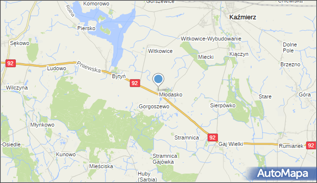 mapa Młodasko, Młodasko na mapie Targeo