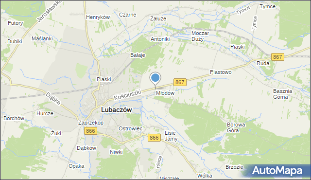 mapa Młodów, Młodów gmina Lubaczów na mapie Targeo
