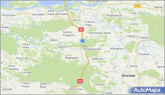 mapa Młodzieszynek, Młodzieszynek gmina Młodzieszyn na mapie Targeo