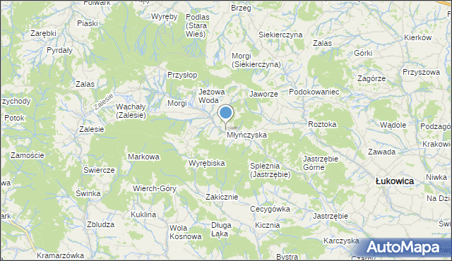 mapa Młyńczyska, Młyńczyska na mapie Targeo