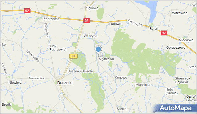 mapa Młynkowo, Młynkowo gmina Duszniki na mapie Targeo