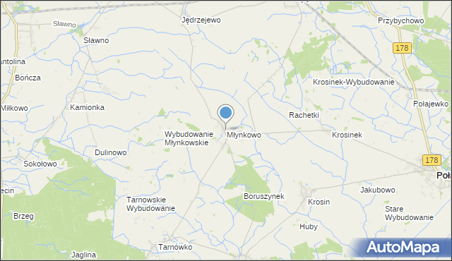 mapa Młynkowo, Młynkowo gmina Połajewo na mapie Targeo
