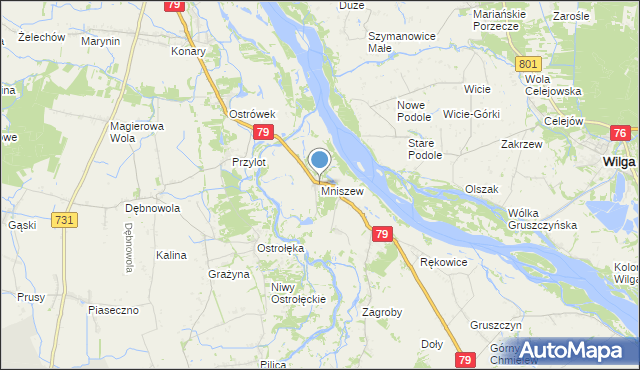 mapa Mniszew, Mniszew gmina Magnuszew na mapie Targeo