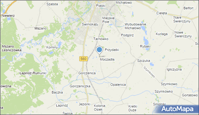 mapa Moczadła, Moczadła gmina Brodnica na mapie Targeo