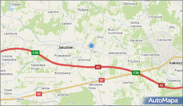 mapa Moczydła, Moczydła gmina Jakubów na mapie Targeo