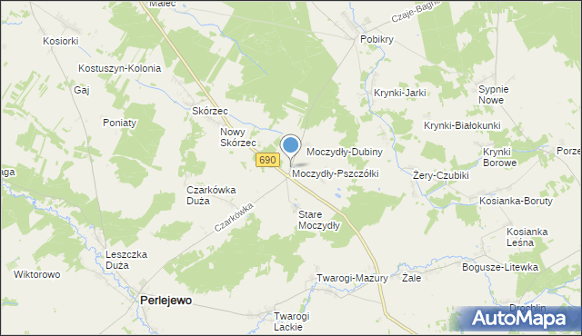 mapa Moczydły-Pszczółki, Moczydły-Pszczółki na mapie Targeo